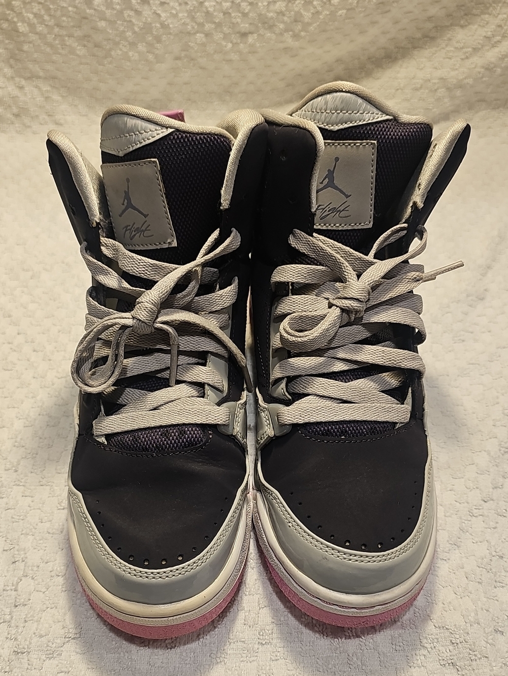 Jordan Kids Mid-Top Sneakers in Black, Gray and Pink